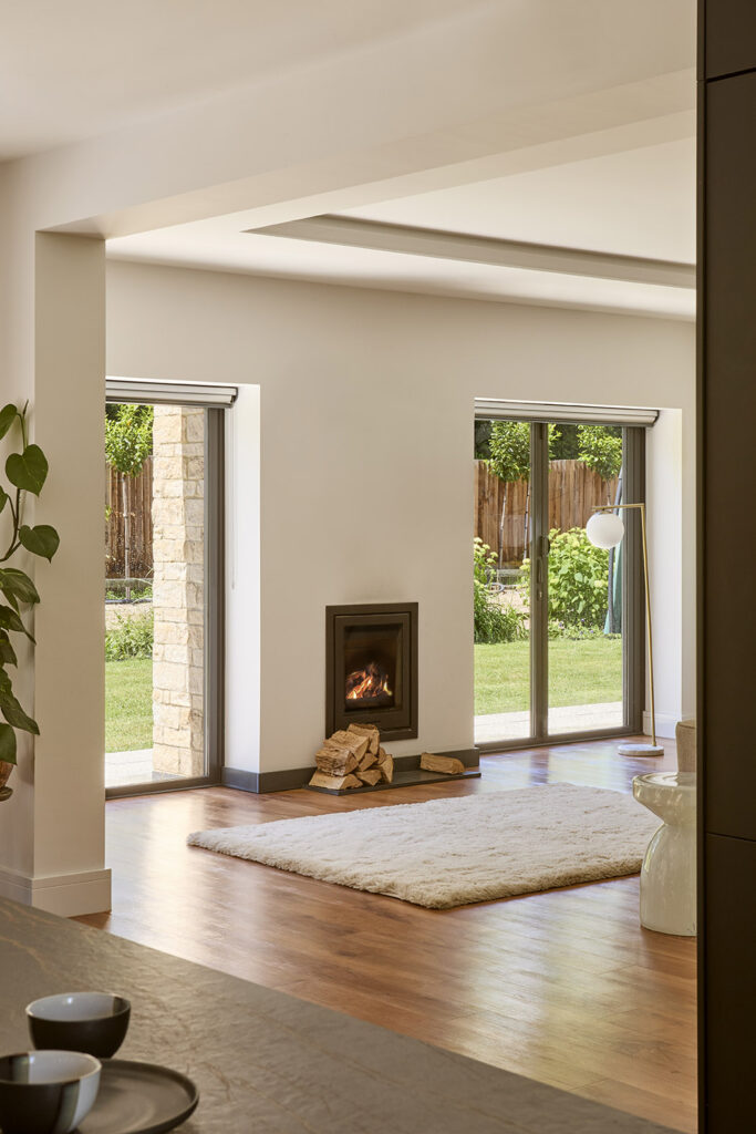 Open plan living room in bespoke built modern home in South Oxfordshire