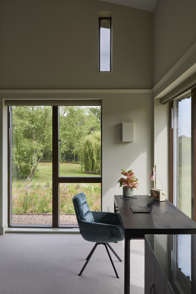 This quiet office space looks out onto beautiful gardens and borders.